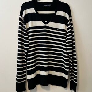John Miller horizontal Stripe V-Neck Sweater